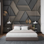 Wall mural Geometric elegance in grays and brass