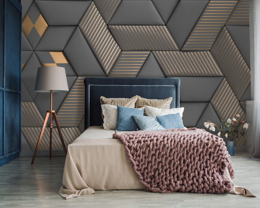 Wall murals Geometric elegance in grays and brass. - Image 4