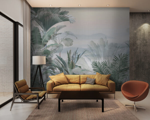 Foggy landscape with plants Foggy landscape with plants