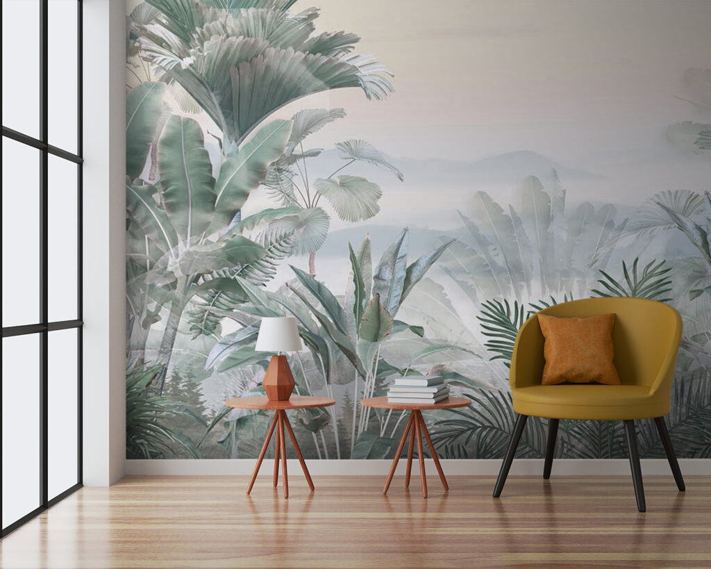 Foggy landscape with plants Foggy landscape with plants