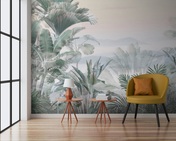 Foggy landscape with plants Foggy landscape with plants