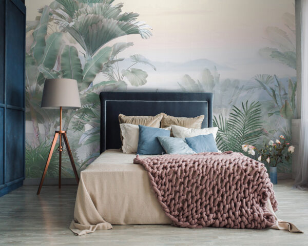 Foggy landscape with plants Foggy landscape with plants