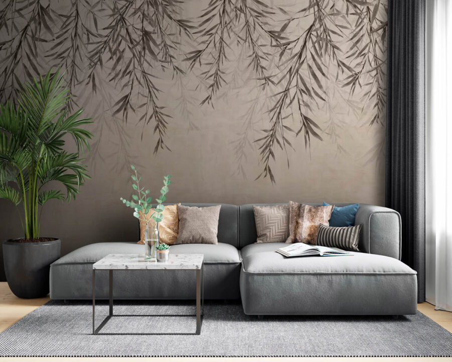 Delicate foliage on a serene background