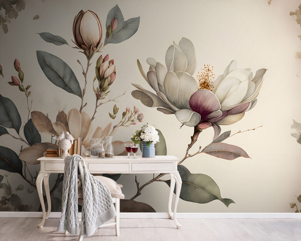 Elegant magnolia blooms in soft hues Elegant magnolia blooms in soft hues