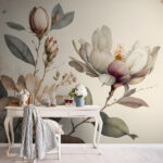 Wall murals Elegant magnolia blooms in soft hues