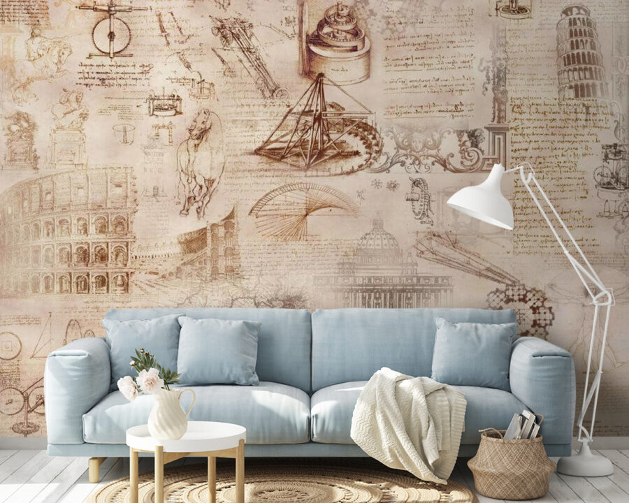 Historical illustrations and sketches collage