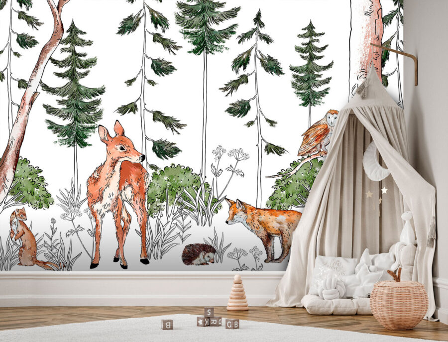 Group of animals in a forest Group of animals in a forest