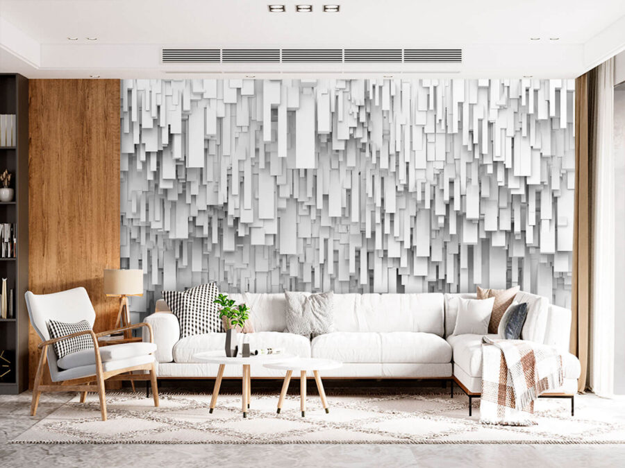 White rectangular shapes on a wall