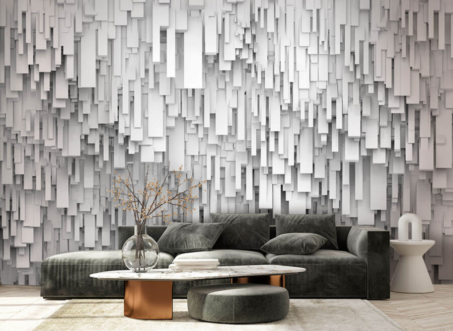 White rectangular shapes on a wall