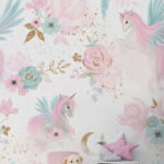 Wall murals Pattern of pink and blue unicorns and flowers