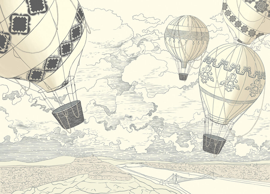Group of hot air balloons in the sky