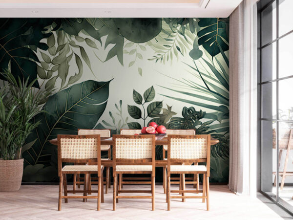 Lush green leaves in vibrant tones Lush green leaves in vibrant tones