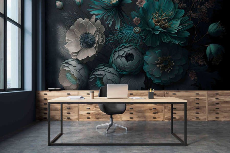 Wall murals Elegant floral arrangement in cool tones. - Image 3