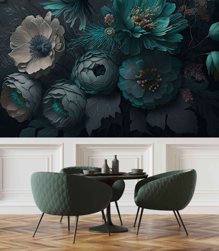 Wall murals Elegant floral arrangement in cool tones. - Image 2
