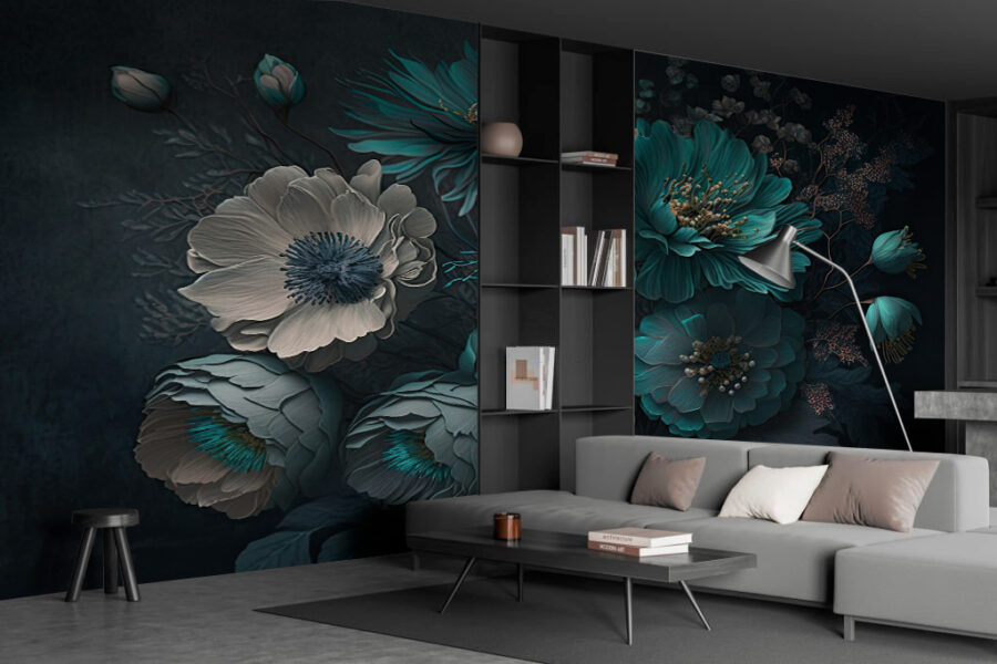 Wall murals Elegant floral arrangement in cool tones.
