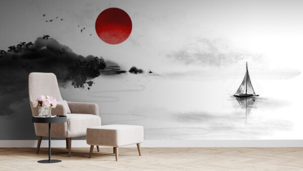 Wall murals Painting of a boat in the water (SKU: u72991) Wall murals Wall murals Painting of a boat in the water (SKU: u72991)