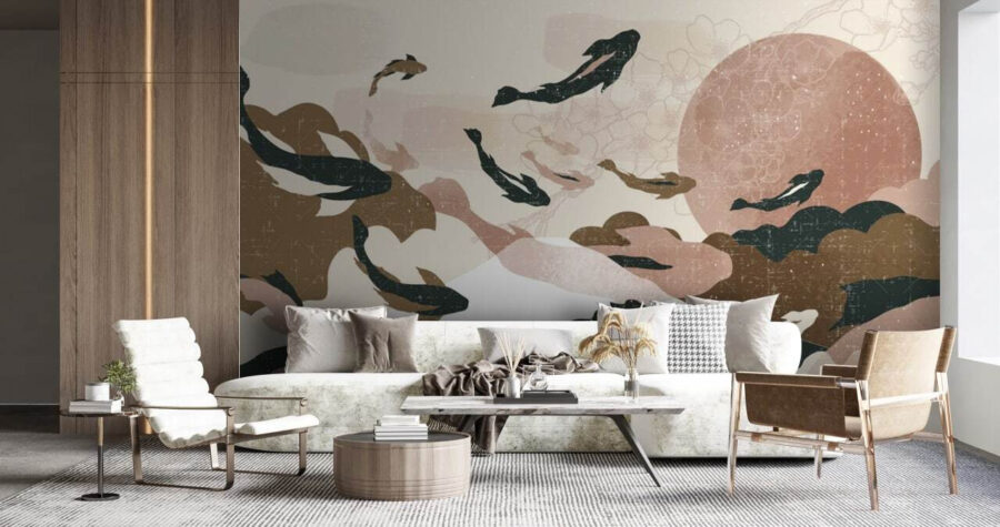 Painting of fish in the sky