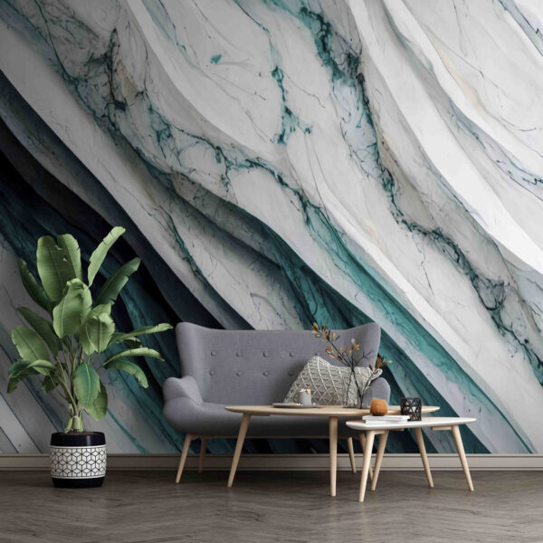 Textured waves of white and teal. Textured waves of white and teal.