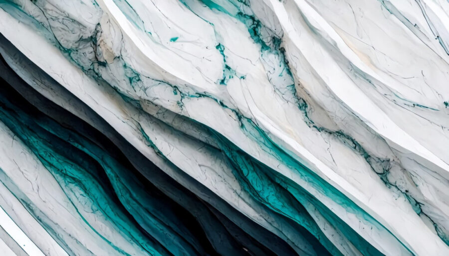 Textured waves of white and teal.