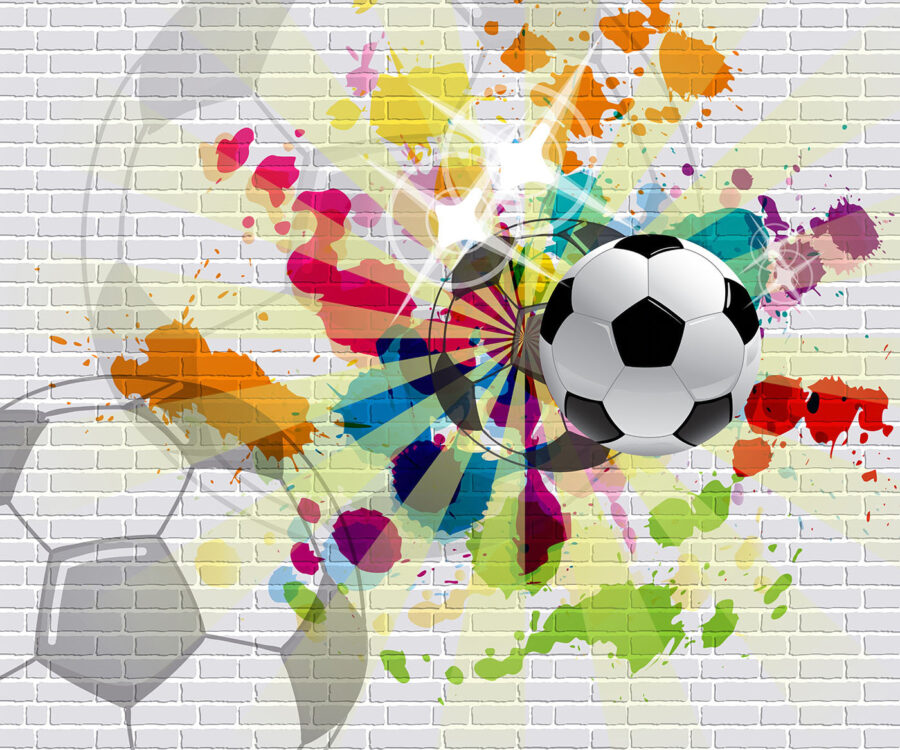 Wall murals Football ball on a brick wall - Image 6