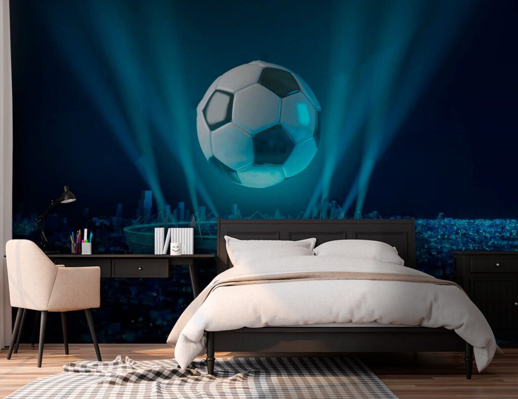 Football ball above a stadium Football ball above a stadium