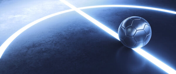 Football ball on a blue surface Football ball on a blue surface