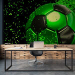 Wall murals Green and black football ball