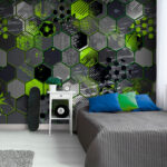 Wall murals Pattern of hexagons and football balls