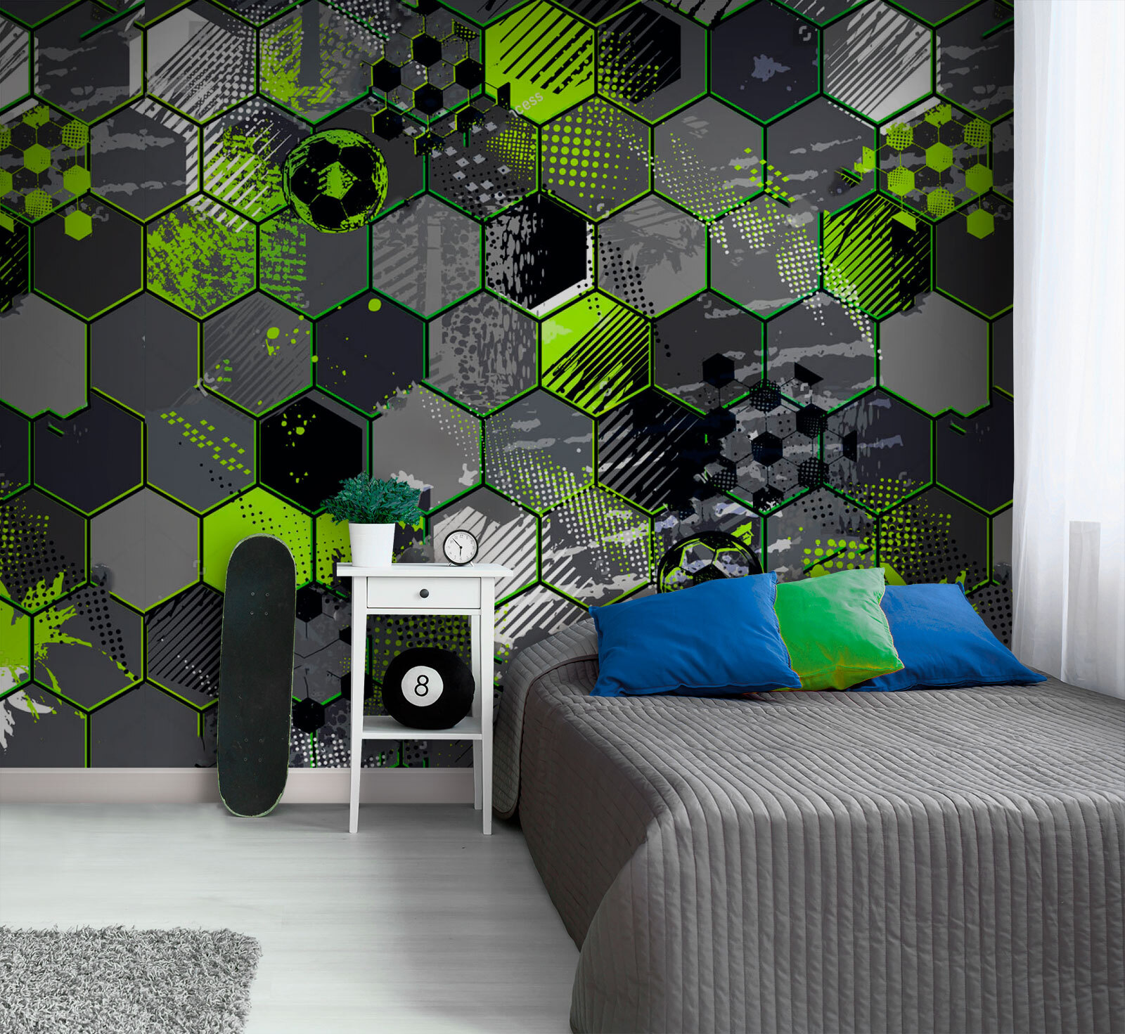 Pattern of hexagons and football balls