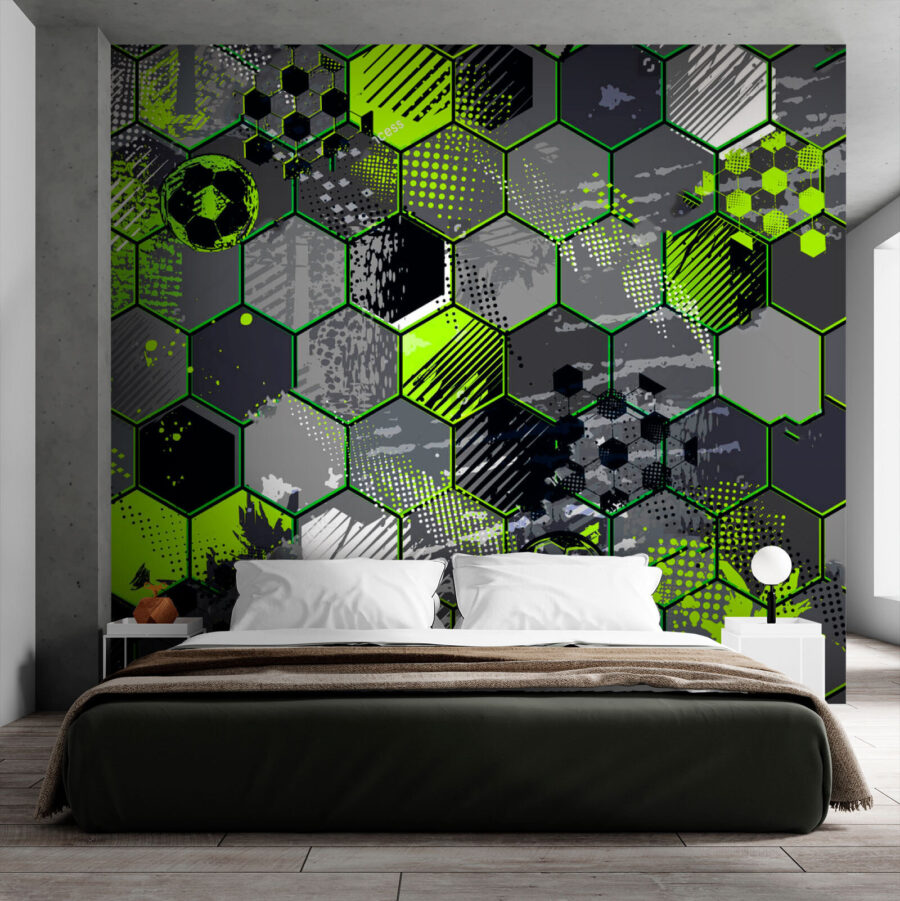 Pattern of hexagons and football balls