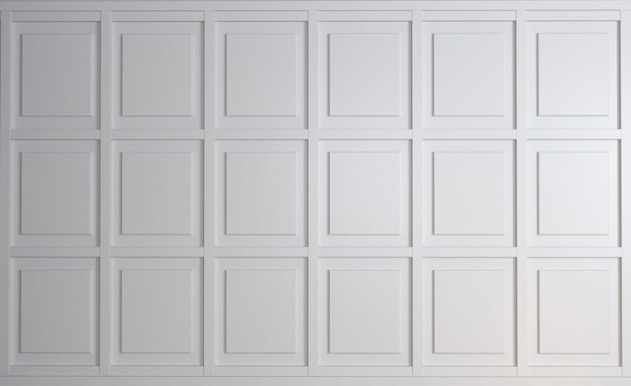 White wall with square tiles