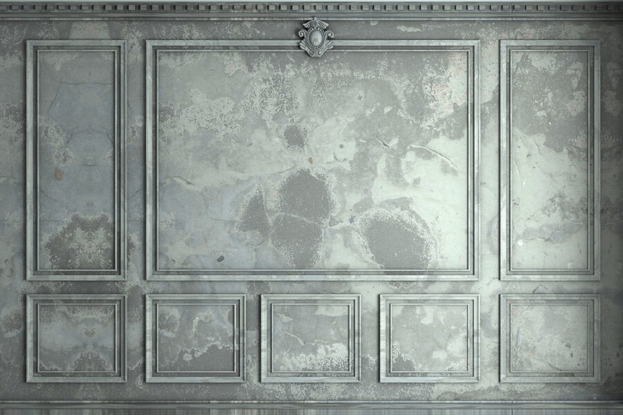 Grey wall with square tiles