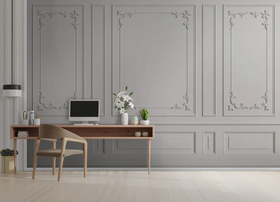 White wall with molding