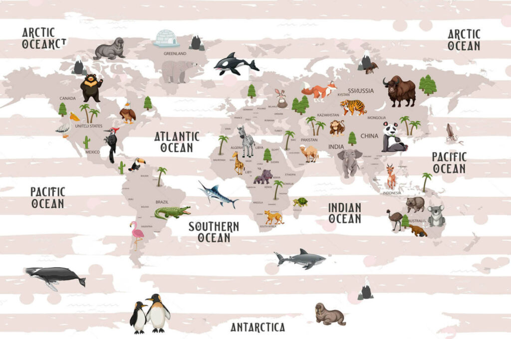 Map of the world with animals u72580p 1024x680 - Map of the world with animals