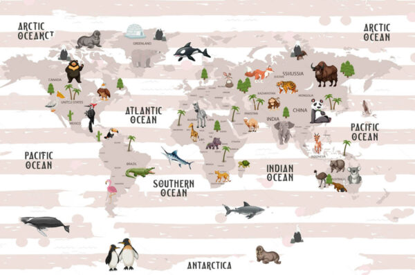 Map of the world with animals u72580p 600x398 - Map of the world with animals