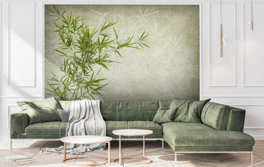 Lush bamboo against a textured background.