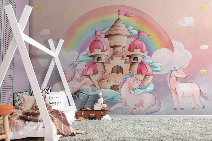 Unicorns and a castle