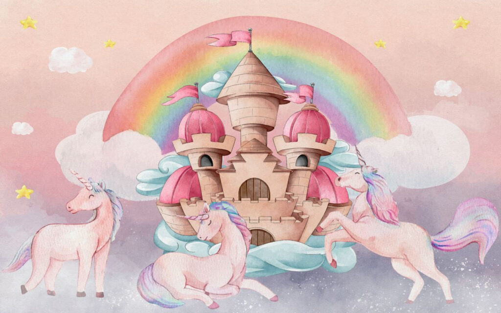 Unicorns and a castle Unicorns and a castle