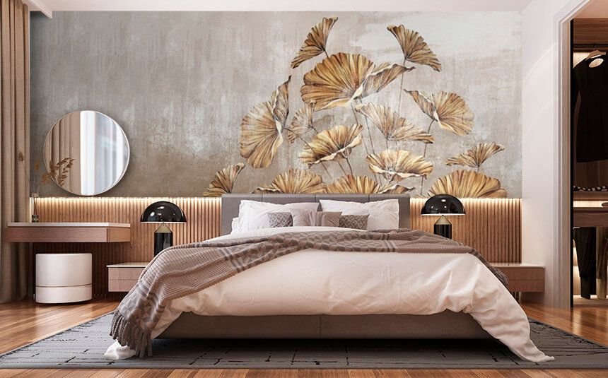 Painting of leaves on a wall u72440pib1 - Painting of leaves on a wall - tegory