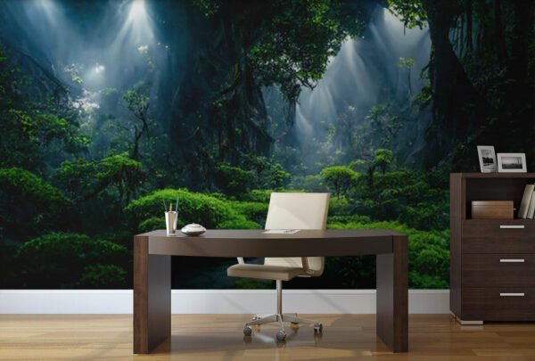Stream in a forest with trees and plants Stream in a forest with trees and plants