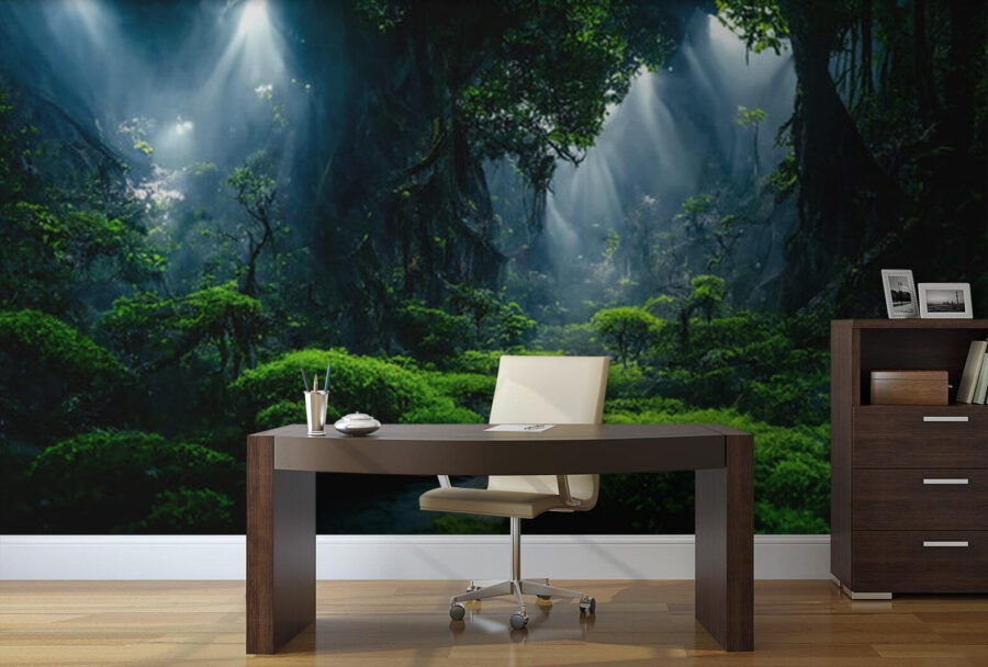 Stream in a forest with trees and plants Stream in a forest with trees and plants