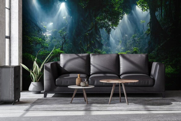 Stream in a forest with trees and plants Stream in a forest with trees and plants