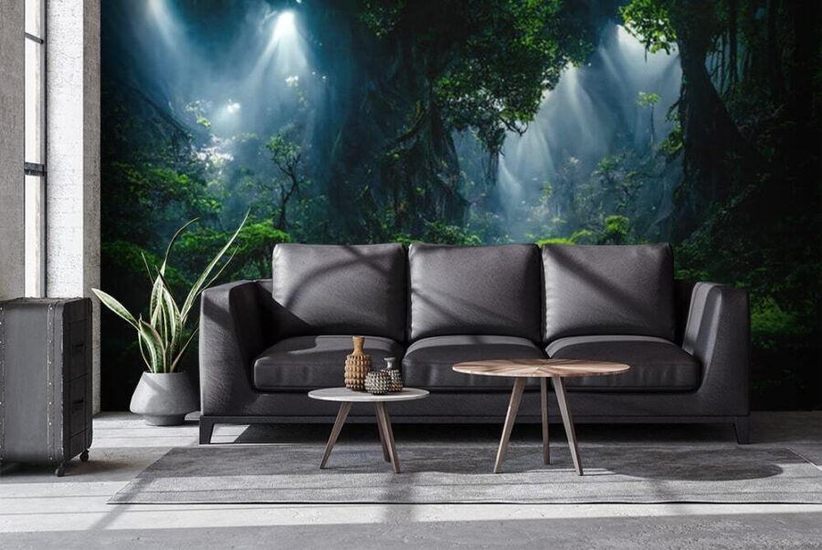 Stream in a forest with trees and plants Stream in a forest with trees and plants