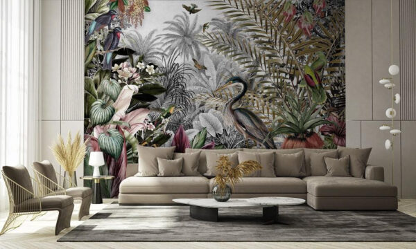 Mural of birds and flowers Mural of birds and flowers