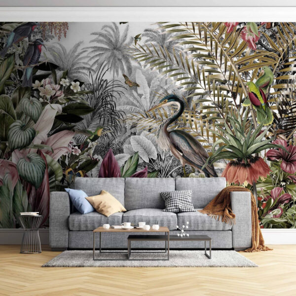 Mural of birds and flowers Mural of birds and flowers