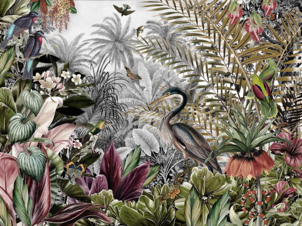 Mural of birds and flowers Mural of birds and flowers