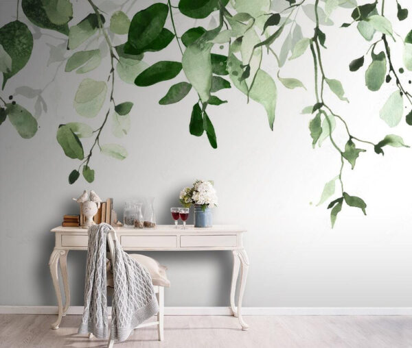 Elegant green leaves background design