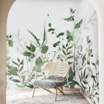 Wall murals Lush greenery on a white background