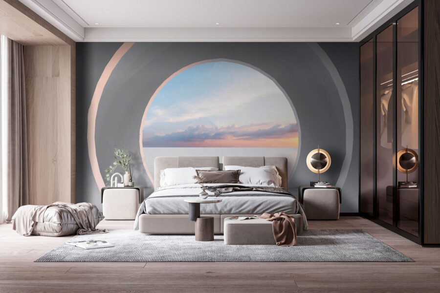 White room with a circular doorway