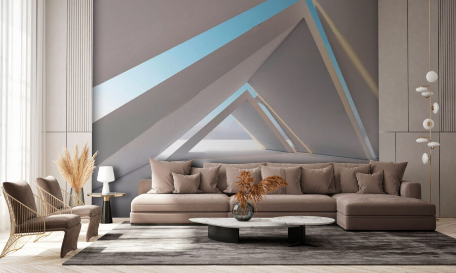 White room with triangular shapes White room with triangular shapes